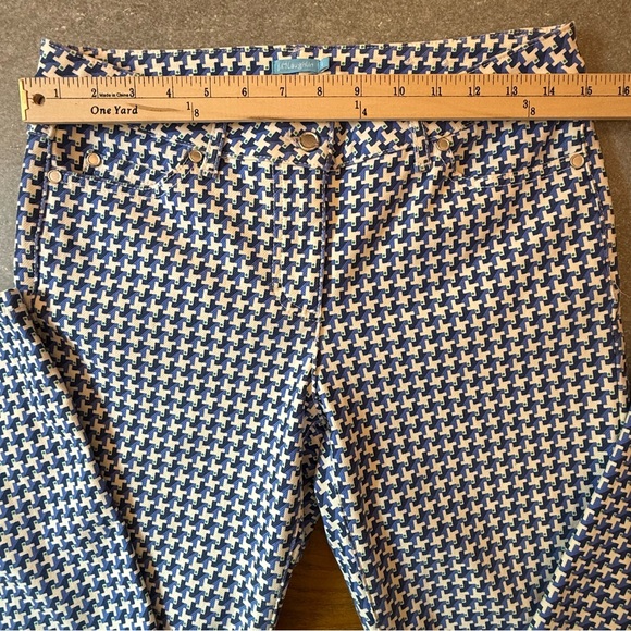 J.McLaughlin Lexi Navy Blue Midi Quotation Houndstooth Slim Pants Size 6 - Picture 9 of 12